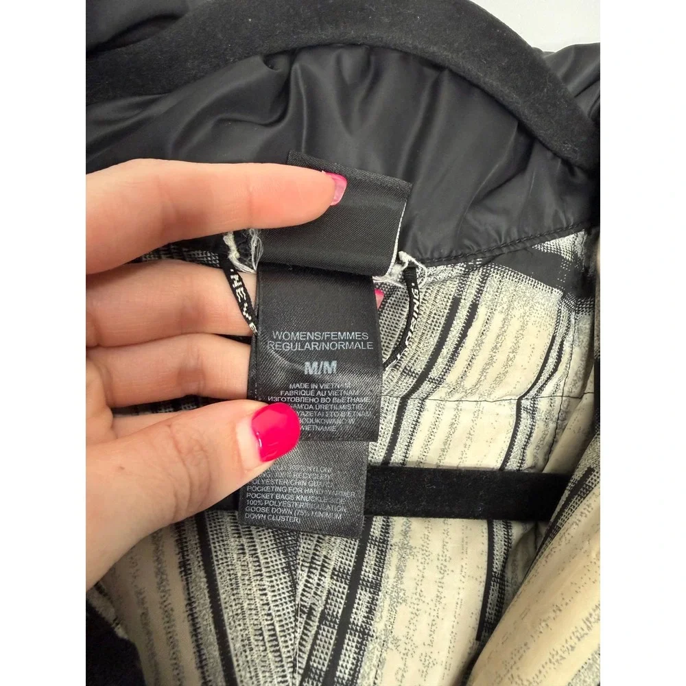 The North Face Puffer Parka Women Medium Black‎ Good Plaid Lined Long Jacket
